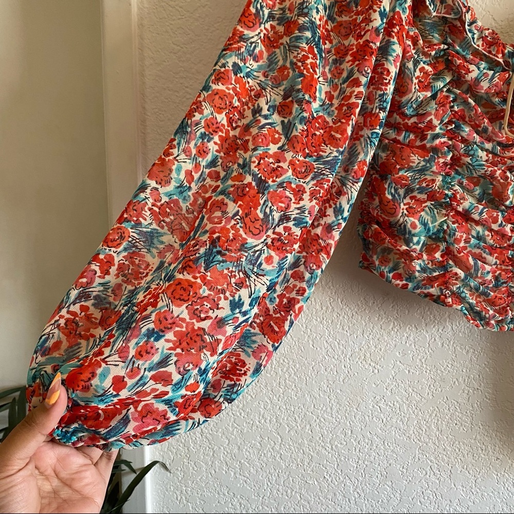 NWT Free People Mabel Print Top Small Pink - Picture 5 of 10